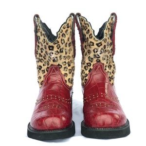 Ariat Fatbaby Cowgirl Boot:Red Gator/Cheetah Print
